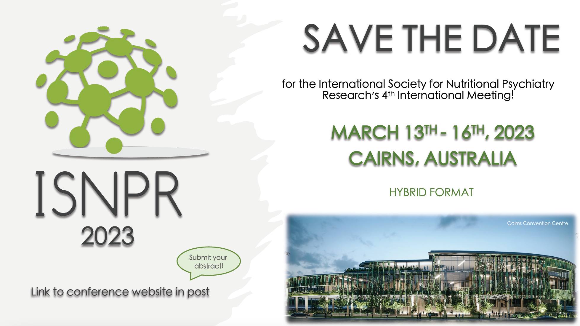 2023年 ISNPR年會 徵稿延長至12/1截止，大腦營養醫學的盛會，不容錯過！
